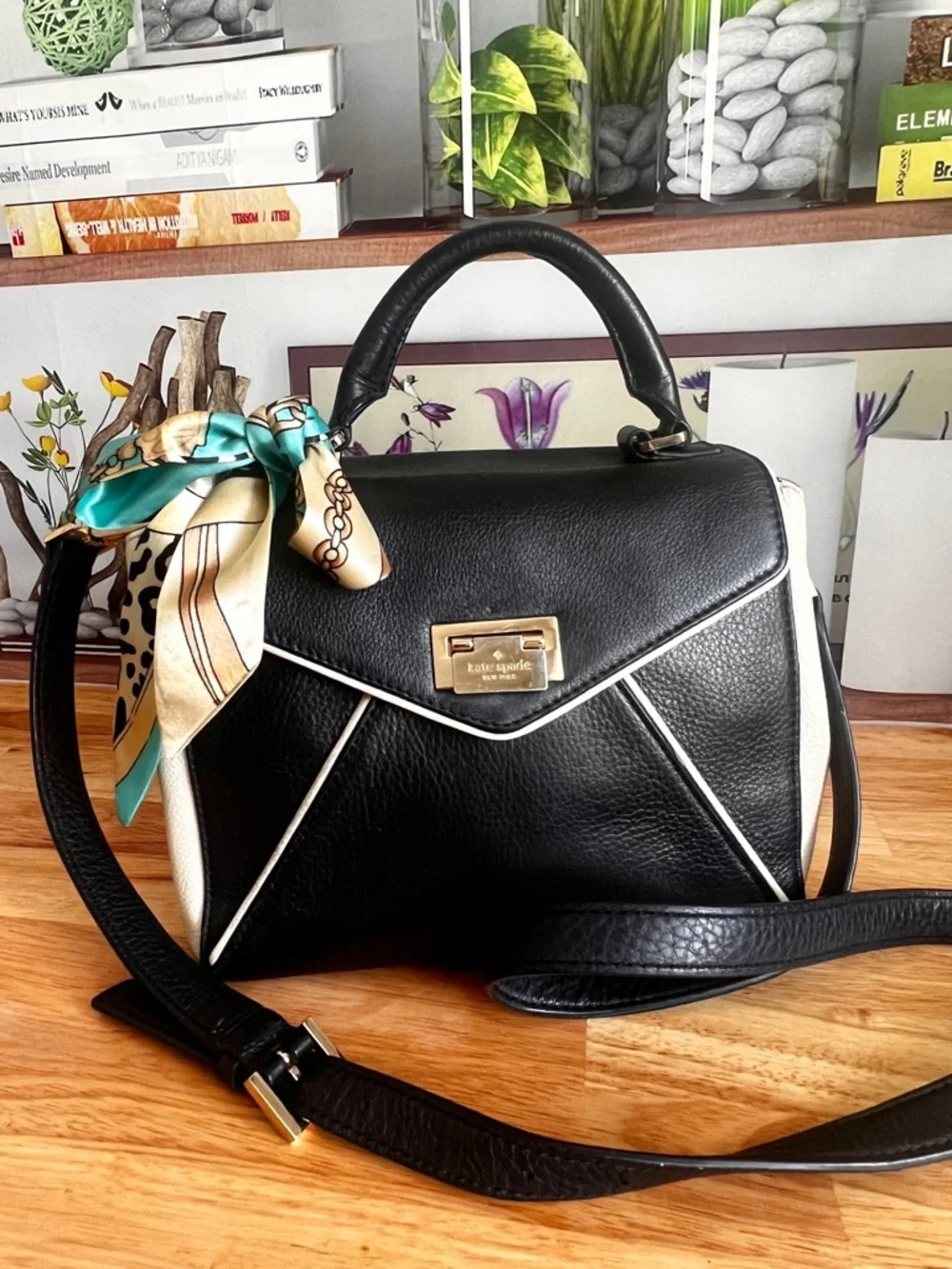 Kate Spade Crossbody Bag Top-Handle Purse Satchel w Scarf Accent Laurel Wesley - Picture 11 of 12